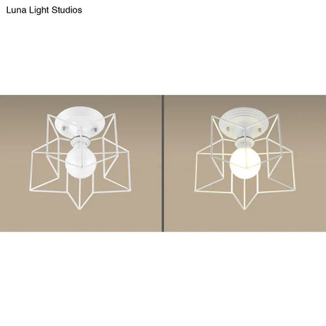 Contemporary White Wire Frame Ceiling Mount Light - Perfect For Living Rooms