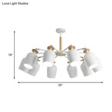 Contemporary Wine Glass Iron Semi Flush Mount Light With Wooden Cap - 5/10 Lights White