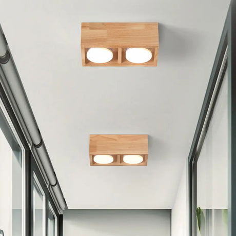 Contemporary Wood Flush Mount Ceiling Light With Led For Corridors 2 / Warm