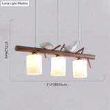 Contemporary Wood Island Pendant With Nutcracker Design And Cylindrical Glass Shades - Set Of 3