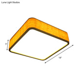 Contemporary Wood Led Flush Mount Ceiling Light Fixture - Bamboo Square Design