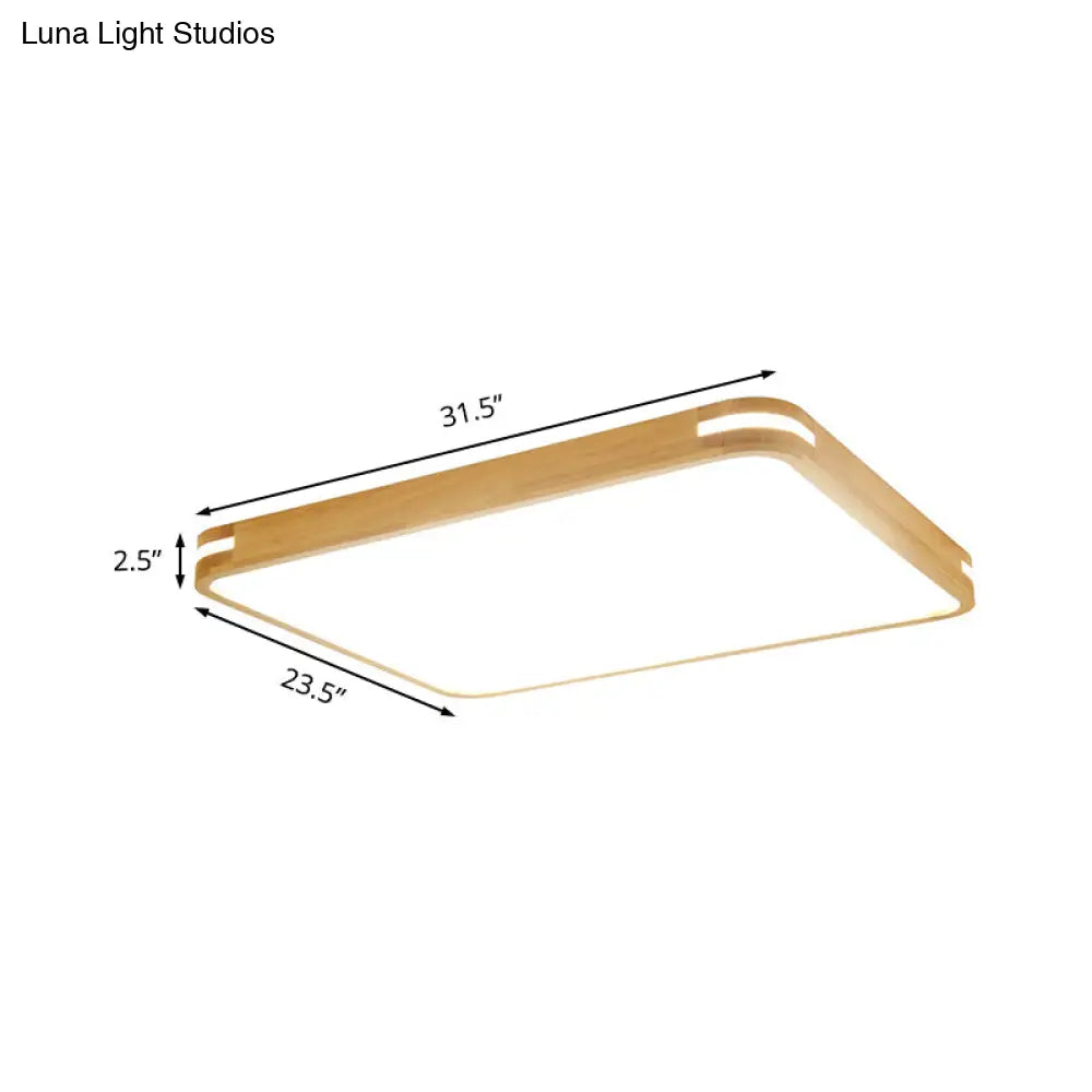 Contemporary Wood Led Flush Mount Lamp (23.5’/31.5’/37.5’) - White/Warm/Natural Light Acrylic