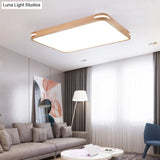 Contemporary Wood Led Flush Mount Lamp (23.5’/31.5’/37.5’) - White/Warm/Natural Light Acrylic