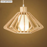 Contemporary Wood Tapered Pendant Light - Single-Bulb Corridor Suspension Fixture