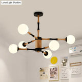 Contemporary Wooden Sputnik Chandelier - 6/8/12 Lights Hanging Pendant Lamp For Bedroom