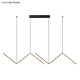 Contemporary Zigzag Pendant Led Light Fixture With Metal Suspension