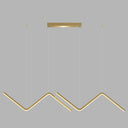 Contemporary Zigzag Pendant Led Light Fixture With Metal Suspension Gold / White