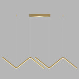 Contemporary Zigzag Pendant Led Light Fixture With Metal Suspension Gold / White