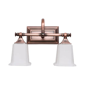Copper 2/3-Head Vanity Light Traditional Ivory Glass Wall Lighting For Bathroom With Twist Arm 2 /