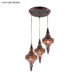 Copper 3-Light Teardrop Pendant: Traditional Metal Suspension Lamp For Kitchen