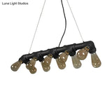 Copper And Black Industrial Kitchen Island Pendant Light With Symmetric Piping 10 Bulbs