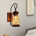 Copper Bottle Wall Sconce Light With Industrial Tan Glass - Bedroom Lamp