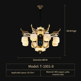 Copper Chandelier with Marble 20+ Lights Remote Control 8 Heads D80CM / Three colours chandelier