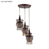 Copper Cluster Pendant Light With 3 Metal Lights For Living Room Ceiling Decor