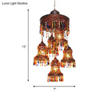 Copper Curved 5-Bulb Ceiling Chandelier - Art Deco Pendant For Bedroom Lighting