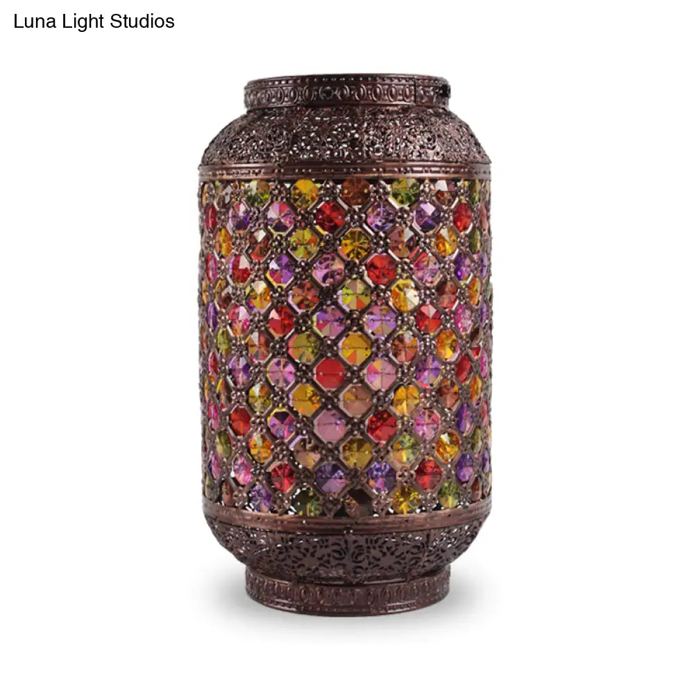 Copper Nightstand Lantern: Decorative 1-Light Table Lamp For Dining Room