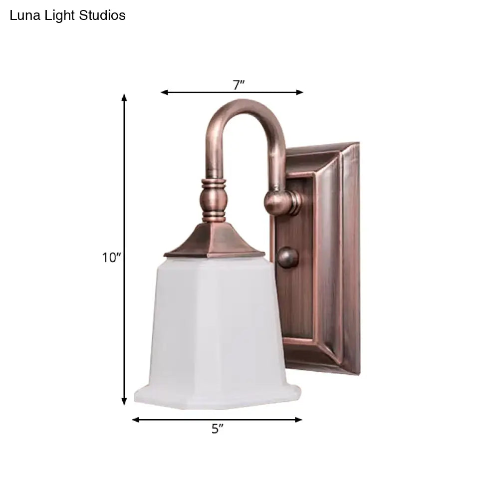Copper Retro Wall Sconce With Cream Glass And Gooseneck Arm