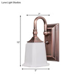Copper Retro Wall Sconce With Cream Glass And Gooseneck Arm