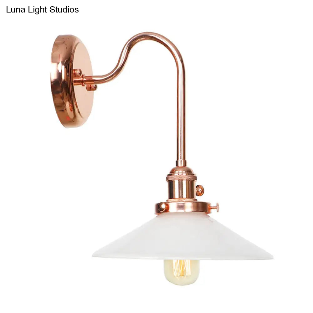 Copper Saucer Sconce Light Fixture Vintage White/Clear Glass Indoor Wall Lamp