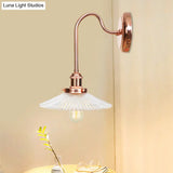 Copper Saucer Sconce Light Fixture Vintage White/Clear Glass Indoor Wall Lamp
