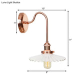 Copper Saucer Sconce Light Fixture Vintage White/Clear Glass Indoor Wall Lamp