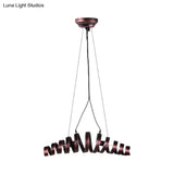 Copper Strap Ring Ceiling Chandelier With 2 Lights - Country Metal Décor For Bedroom Suspension