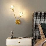 Copper Wall Lamp Simple Modern Tv Background Glass Bedroom Headlamp Room Staircase Creative Lamps