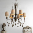 Country Barrel Chandelier: 6-Light Pendant Lighting In Distressed Wood