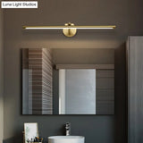 Country Bathroom Led Vanity Light - Pole Shaped Metal Wall Mount In Brass