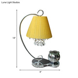 Country Bedroom Crystal Ball Table Lamp With Yellow Fabric Shade