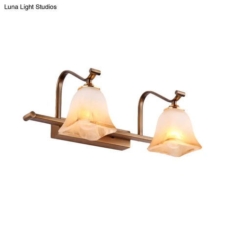 Country Bell Vanity Light Fixture - Wall Mounted 2/3 Lights With Frosted White Glass Ideal For