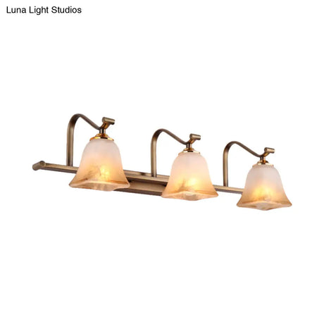 Country Bell Vanity Light Fixture - Wall Mounted 2/3 Lights With Frosted White Glass Ideal For