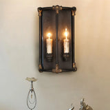 Country Candle Metal Sconce Wall Lamp With 2 Lights - Black Frame