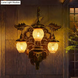 Country Stairway Wall Sconce With Melon Bamboo Shade In Brown - Lighting Fixture