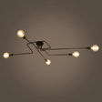 Country Style Ceiling Mounted Lamp: 5 - Light Semi Flush Mount In Black Exposed Bulb Design
