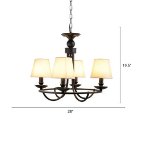Country Style Conical Chandelier With Fabric Pendant For Dining Room Lighting 4 / Flaxen