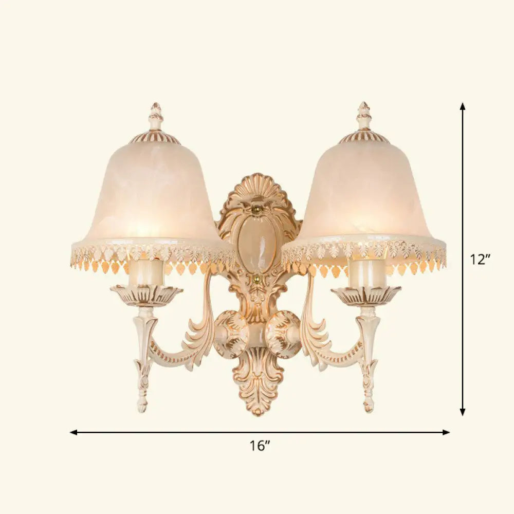 Country Style Frosted Glass Wall Lamp - Hallway Sconce Lighting Fixture 2 / Beige Tower