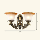 Country Style Frosted Glass Wall Lamp - Hallway Sconce Lighting Fixture 2 / Bronze Bell