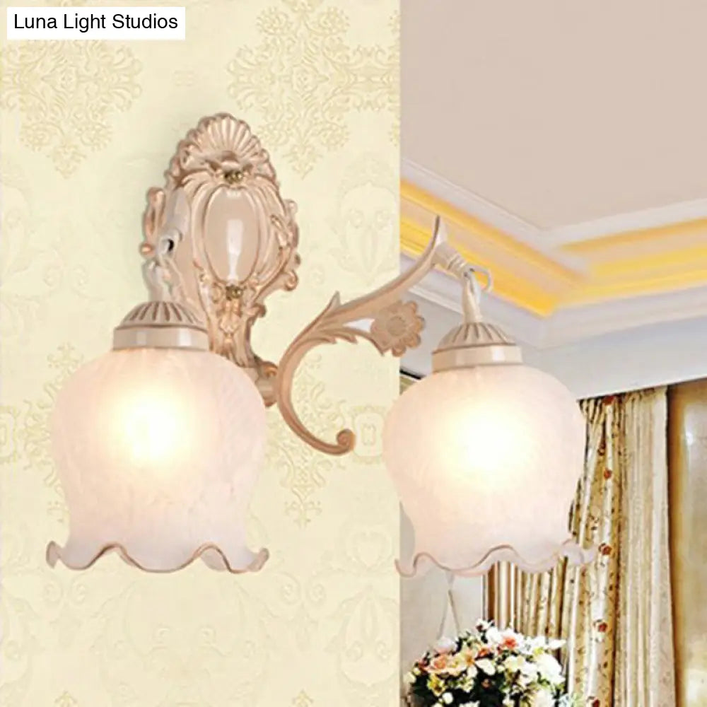 Country Style Frosted Glass Wall Lamp - Hallway Sconce Lighting Fixture
