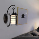 Country Style Wall Lamp With Milky Glass Shade And Metal Frame - 1 Light Black Sconce Fixture /