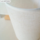 Country Style White Fabric Table Lamp With Wooden Base - Rectangular Shape Bedroom Lighting