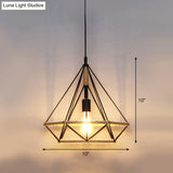 Country Style Wood Rope Pendant Light For Restaurants - Single Cage Shade Suspension