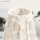 Country Style Yellow Nightstand Lamp With Tassel Fringe For Bedroom