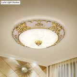 Country Textured Glass Flush Mount Light - Led Gold Bowl Living Room Lighting (12’/16’/19.5’ W)