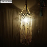 Country White Cylinder Tassel Rope Pendant Light - Dining Room Ceiling Lamp