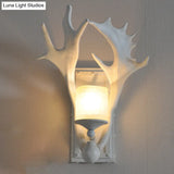 Country White/Wood Elk Dining Room Sconce Light Fixture With Frosted Glass Shade