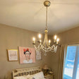 Countryside Bedroom Chandelier: Candle Style Metal Suspension Lighting With Crystal Deco 6-Light