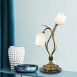 Countryside Blossom Table Lamp: White/Yellow Glass Night Light With Brass Accents For Living Room -