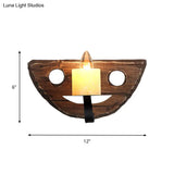 Countryside Brown Lantern Wall Light Kit With Clear Glass Shade And Wood Backplate 1-Light