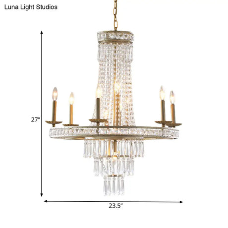 Countryside Crystal Tiered Chandelier - Silver 8/10 Lights Suspension Lamp For Living Room